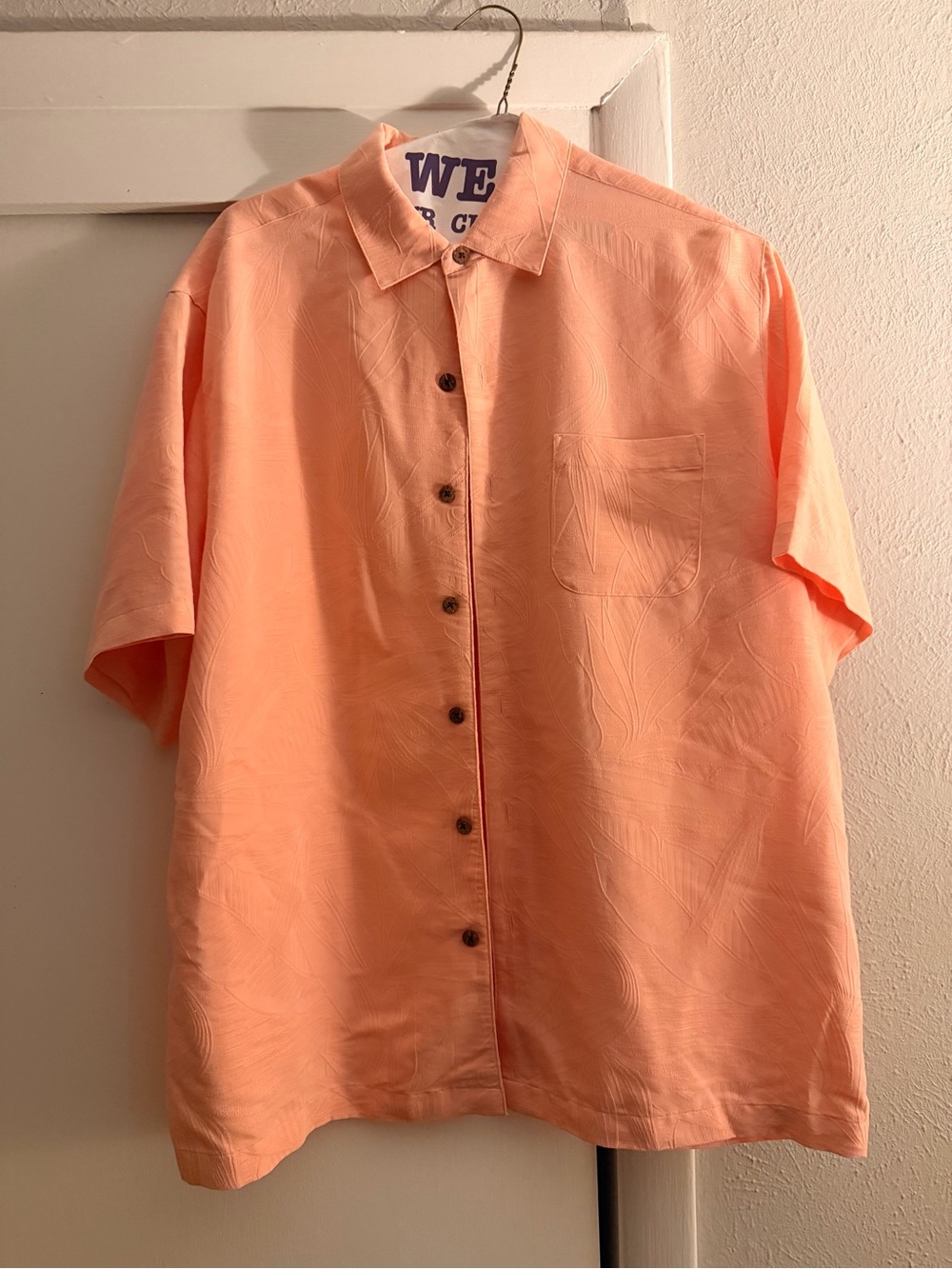 Caribbean Peach Short-Sleeve Button-Down Shirt